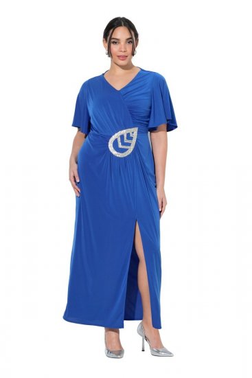 Ulla Popken 849530 Rochie de seară imprimată cu strasuri Albastru regal - Rochii de seară - Rochii de seară marimi mari