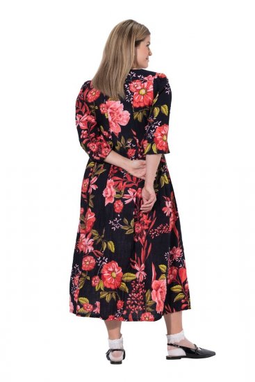 Ulla Popken 849593 Rochie tip cămașă cu flori Bleumarin - Rochii maxi - Rochii maxi marimi mari