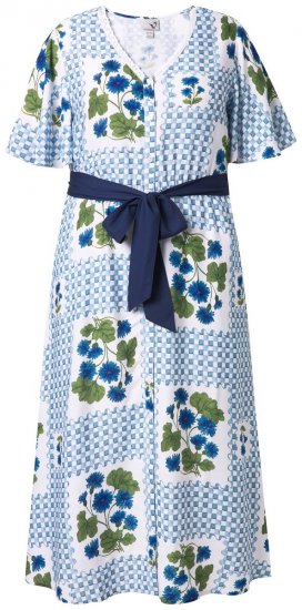 Ulla Popken 849662 Rochie tip cămașă cu flori Alb unt - Rochii midi - Rochii midi la marimi mari