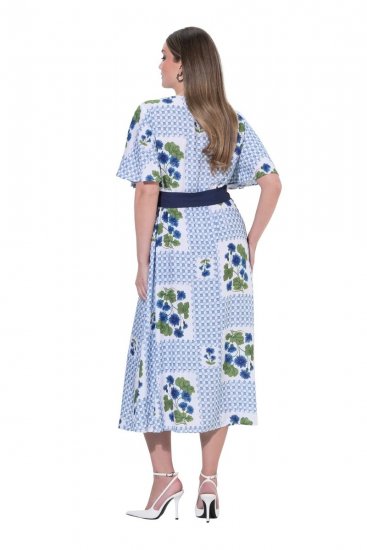 Ulla Popken 849662 Rochie tip cămașă cu flori Alb unt - Rochii midi - Rochii midi la marimi mari