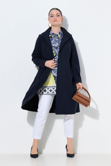 Ulla Popken 849803 Palton elastic cu guler înalt Bleumarin - Paltoane - Paltoane pentru femei la marimi mari