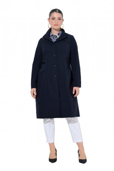 Ulla Popken 849803 Palton elastic cu guler înalt Bleumarin - Paltoane - Paltoane pentru femei la marimi mari