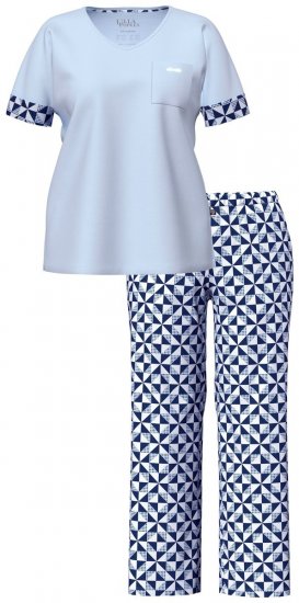 Ulla Popken 849850 Pijama în carouri Albastru deschis - Pijamale/Haine de casă - 