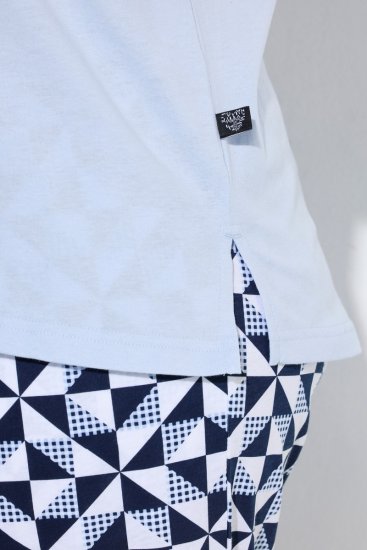 Ulla Popken 849850 Pijama în carouri Albastru deschis - Pijamale/Haine de casă - 