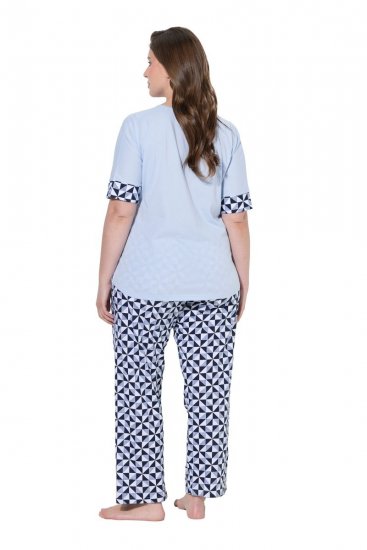 Ulla Popken 849850 Pijama în carouri Albastru deschis - Pijamale/Haine de casă - 