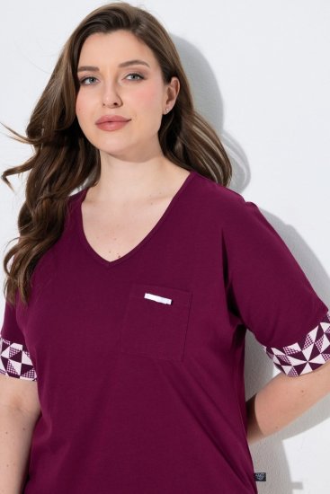 Ulla Popken 849850 Pijama în carouri Roșu fructe de pădure - Pijamale/Haine de casă - 