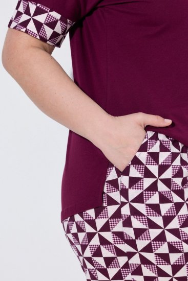 Ulla Popken 849850 Pijama în carouri Roșu fructe de pădure - Pijamale/Haine de casă - 
