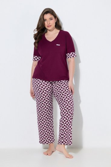 Ulla Popken 849850 Pijama în carouri Roșu fructe de pădure - Pijamale/Haine de casă - 