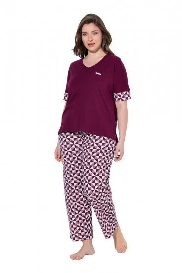 Ulla Popken 849850 Pijama în carouri Roșu fructe de pădure - Pijamale/Haine de casă - 
