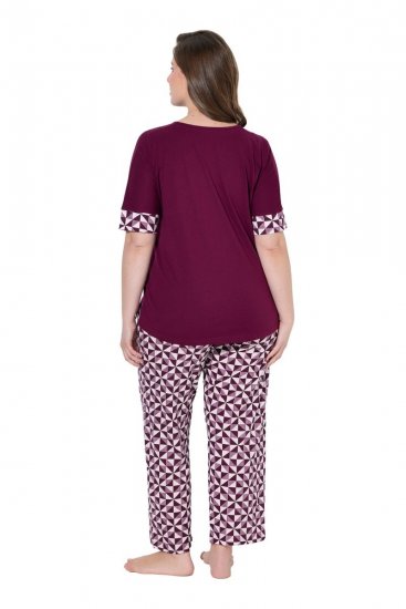 Ulla Popken 849850 Pijama în carouri Roșu fructe de pădure - Pijamale/Haine de casă - 