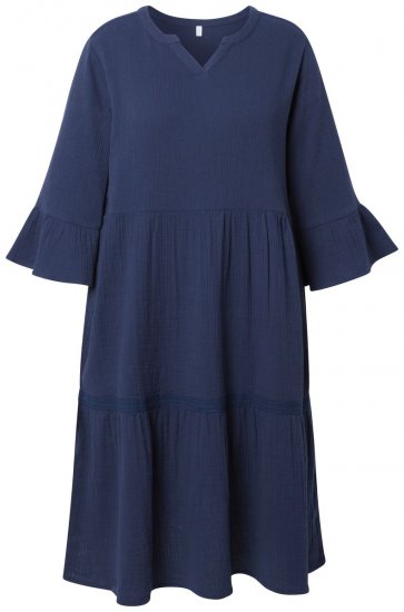 Ulla Popken 849856 Rochie cu volane Bleumarin - Rochii midi - Rochii midi la marimi mari