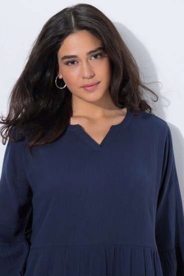 Ulla Popken 849856 Rochie cu volane Bleumarin - Rochii midi - Rochii midi la marimi mari