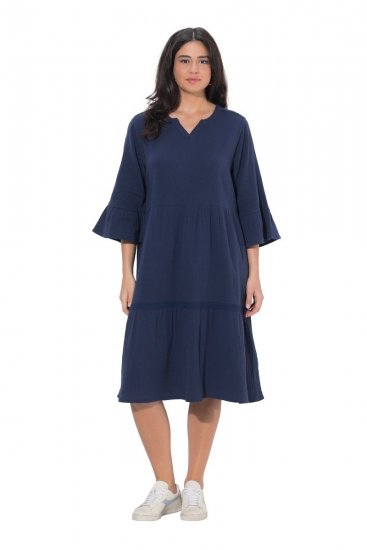 Ulla Popken 849856 Rochie cu volane Bleumarin - Rochii midi - Rochii midi la marimi mari