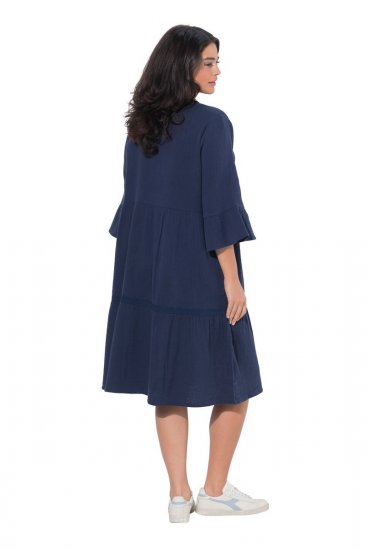 Ulla Popken 849856 Rochie cu volane Bleumarin - Rochii midi - Rochii midi la marimi mari
