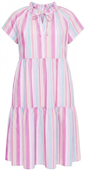 Ulla Popken 849969 Rochie midi în dungi cu volane Roz - Rochii midi - Rochii midi la marimi mari