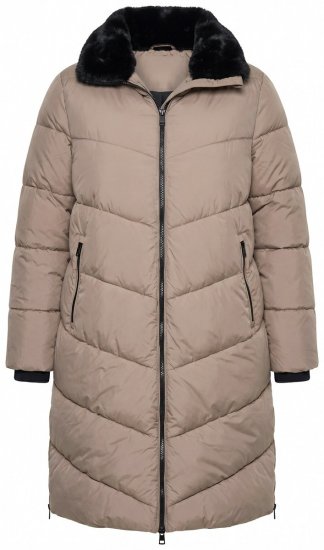Ulla Popken 850041 Palton matlasat Taupe - Paltoane - Paltoane pentru femei la marimi mari