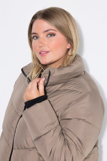 Ulla Popken 850041 Palton matlasat Taupe - Paltoane - Paltoane pentru femei la marimi mari