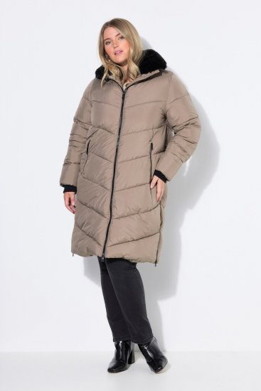 Ulla Popken 850041 Palton matlasat Taupe - Paltoane - Paltoane pentru femei la marimi mari