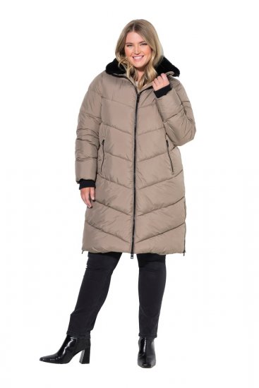 Ulla Popken 850041 Palton matlasat Taupe - Paltoane - Paltoane pentru femei la marimi mari