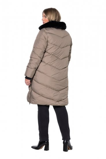 Ulla Popken 850041 Palton matlasat Taupe - Paltoane - Paltoane pentru femei la marimi mari