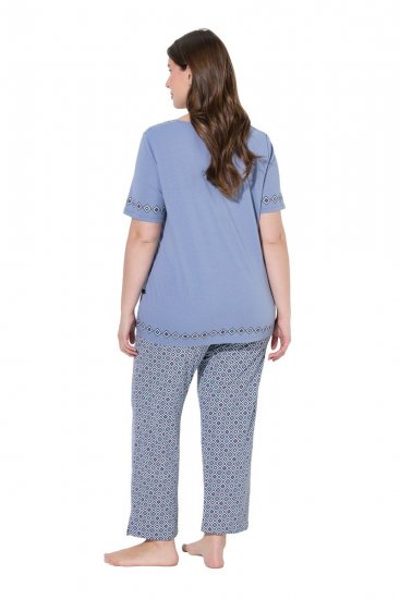 Ulla Popken 850045 Pijama cu mânecă scurtă Albastru deschis - Pijamale/Haine de casă - 