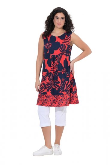 Ulla Popken 850175 Rochie din jerseu imprimată Coral - Rochii din jerseu - 