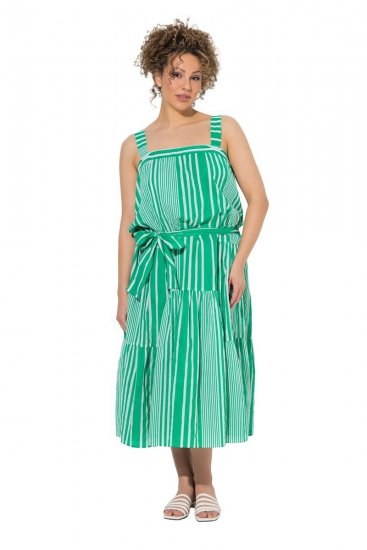 Ulla Popken 850197 Rochie în dungi cu volane Verde - Rochii de vară - Rochii de vară marimi mari