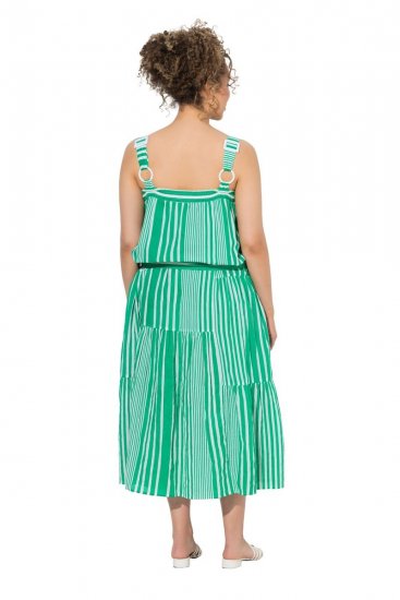 Ulla Popken 850197 Rochie în dungi cu volane Verde - Rochii de vară - Rochii de vară marimi mari