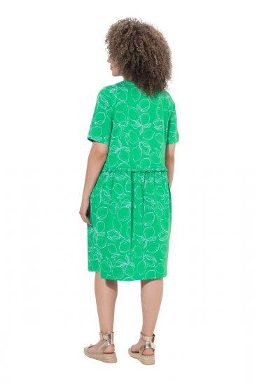 Ulla Popken 850204 Rochie din jerseu cu mânecă scurtă și decolteu în V Verde - Rochii din jerseu - 