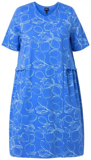 Ulla Popken 850204 Rochie tip tricou imprimată cu volane Albastru - Rochii din jerseu - 