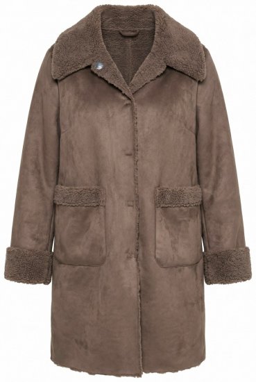 Ulla Popken 850251 Palton teddy Maro deschis - Paltoane - Paltoane pentru femei la marimi mari