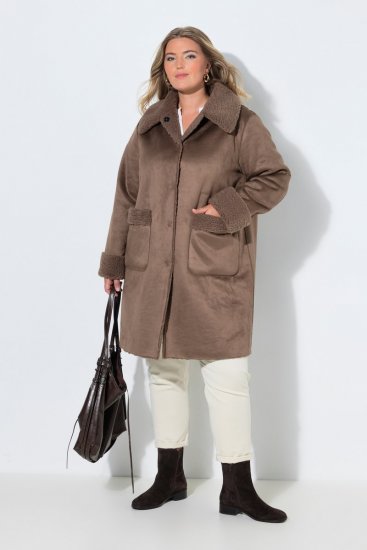 Ulla Popken 850251 Palton teddy Maro deschis - Paltoane - Paltoane pentru femei la marimi mari