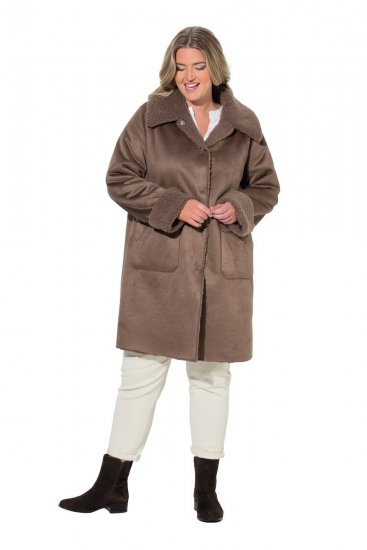 Ulla Popken 850251 Palton teddy Maro deschis - Paltoane - Paltoane pentru femei la marimi mari