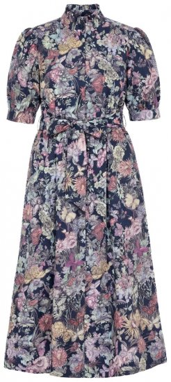 Ulla Popken 850298 Rochie tip cămașă cu flori Bleumarin - Rochii maxi - Rochii maxi marimi mari