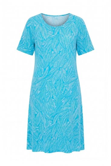 Ulla Popken 850344 Rochie tip tricou imprimată Turcoaz - Rochii midi - Rochii midi la marimi mari