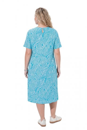 Ulla Popken 850344 Rochie tip tricou imprimată Turcoaz - Rochii midi - Rochii midi la marimi mari