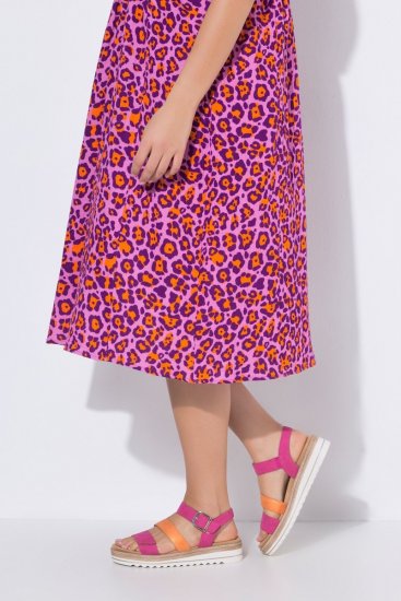 Ulla Popken 850346 Rochie imprimată cu decolteu în V Roz - Rochii midi - Rochii midi la marimi mari