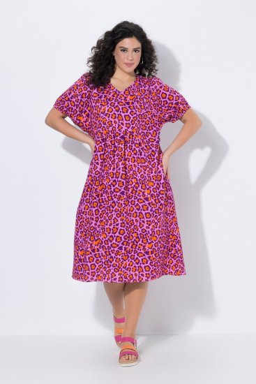 Ulla Popken 850346 Rochie imprimată cu decolteu în V Roz - Rochii midi - Rochii midi la marimi mari