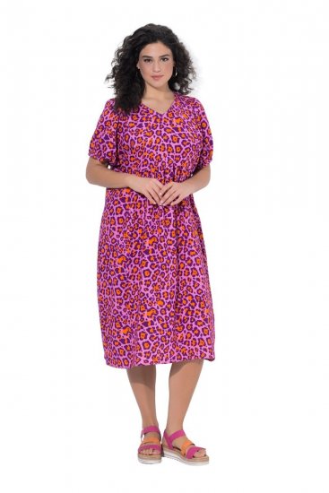 Ulla Popken 850346 Rochie imprimată cu decolteu în V Roz - Rochii midi - Rochii midi la marimi mari