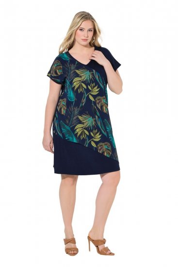 Ulla Popken 850393 Rochie din șifon imprimată Bleumarin - Rochii de vară - Rochii de vară marimi mari
