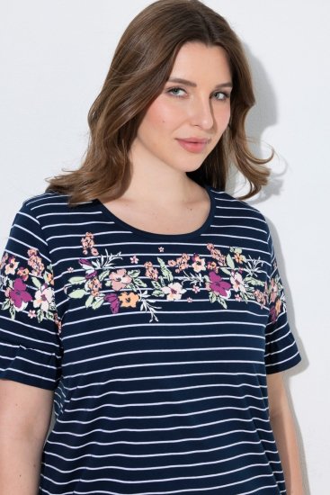 Ulla Popken 850401 Cămașă de noapte cu flori Bleumarin - Cămăși de noapte - 