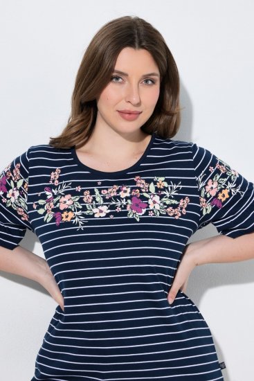 Ulla Popken 850403 Pijama cu flori Bleumarin - Pijamale/Haine de casă - 
