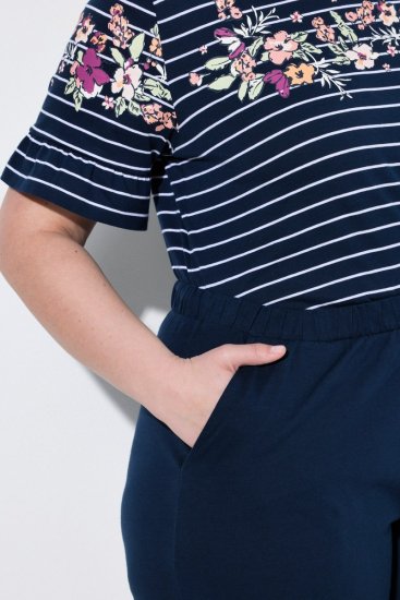 Ulla Popken 850403 Pijama cu flori Bleumarin - Pijamale/Haine de casă - 