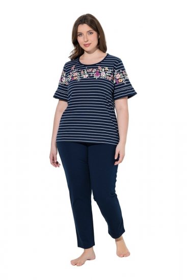 Ulla Popken 850403 Pijama cu flori Bleumarin - Pijamale/Haine de casă - 