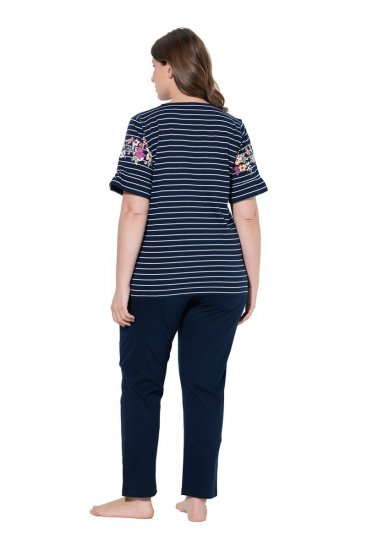 Ulla Popken 850403 Pijama cu flori Bleumarin - Pijamale/Haine de casă - 
