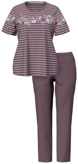 Ulla Popken 850403 Pijama cu flori Maro - Pijamale/Haine de casă - 