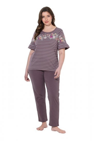 Ulla Popken 850403 Pijama cu flori Maro - Pijamale/Haine de casă - 