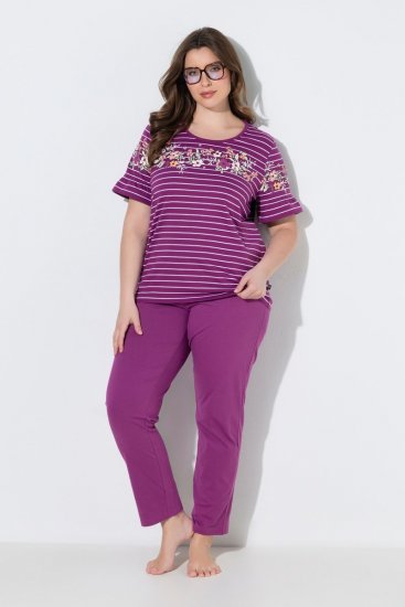 Ulla Popken 850403 Pijama cu flori Violet - Pijamale/Haine de casă - 