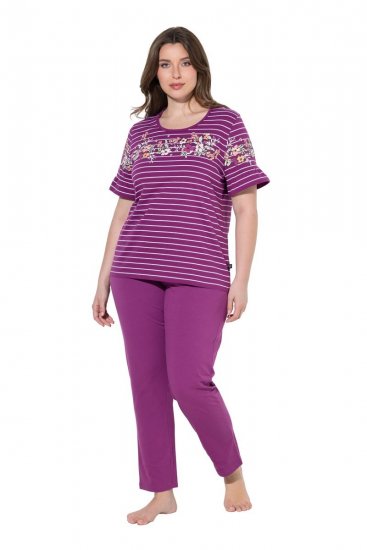 Ulla Popken 850403 Pijama cu flori Violet - Pijamale/Haine de casă - 