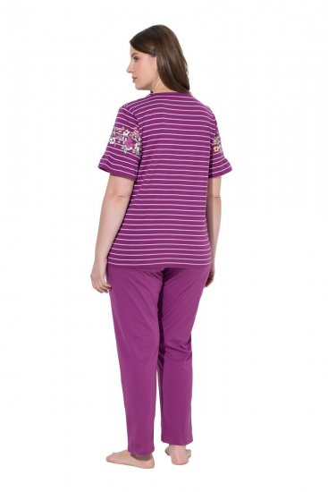 Ulla Popken 850403 Pijama cu flori Violet - Pijamale/Haine de casă - 